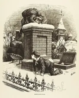 Nast: Father Christmas going down a chimney