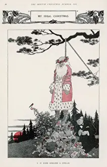 Depictions: Father Christmas hanging from a noose