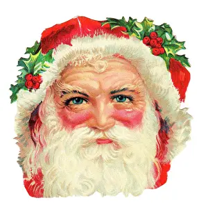 Creepy Christmas: Father Christmas with holly on a Victorian scrap