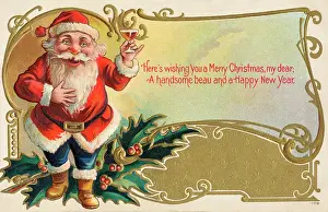 Toasting: Father Christmas making a toast