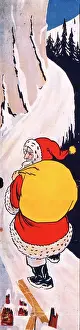 Deliver: Father Christmas on a mountain path in the snow