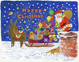 Kember: Father Christmas with Sleigh on Rooftop