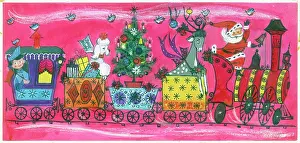 Findlay: Father Christmas in train with Christmas tree