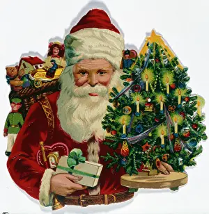 Retrographics Limited: Father Christmas with tree and presents