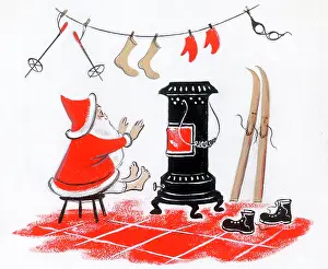 Warms: Father Christmas warming his hands