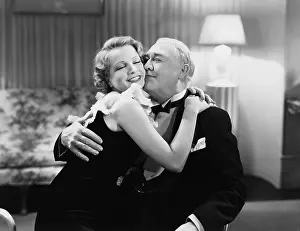Contented: Father and daughter hugging