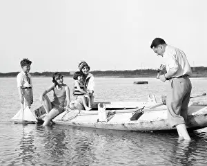 Barnegat: Father with Folding Kodak Camera Photographing