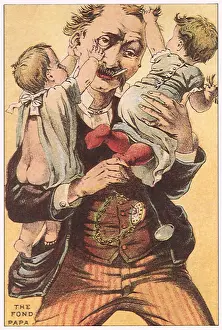 Poke: Father Holding two Children