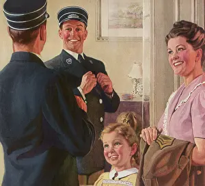 Railroads: Father puts on New Railroad Uniform