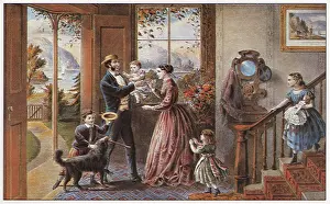 Father returning Home to Family