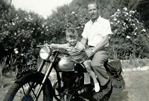 Michael Cole: Father & son on a 1950s BSA motorcycle