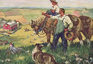 Husbandry: Father and Son overlooking Farm