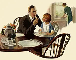 Spoonful: Father takes a bite of Daughter's Food