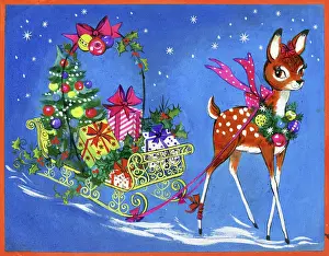 Fawn: Fawn with sledge full of parcels