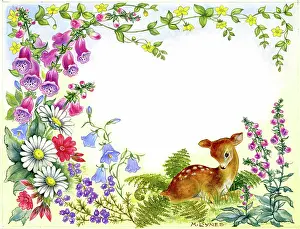 Harebells: Fawn amongst wild flowers