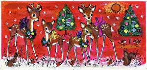 Findlay: Four fawns with Christmas tree etc