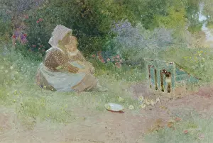 Mackay: Feeding Chickens 1906 ' two children
