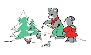 Willing: Feeding the Robins ? two bears in the snow