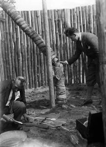 Sawing: Felled Hindenburg Oak in Berlin, 1933