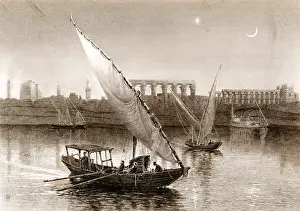 Feluccas: Feluccas At Luxor, Egypt
