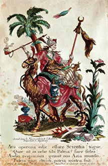 Allegories: Female cameleer with smoking pipe