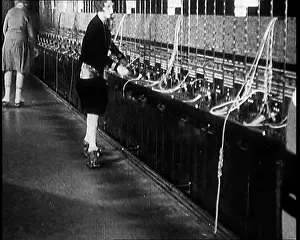 Skates: Female Civilians On Roller Skates Working In