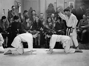 Judo: Female judo fighters in attacking position