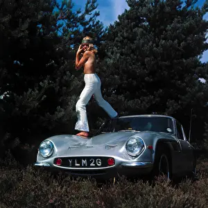 Hairband: Female Model on classic car retro