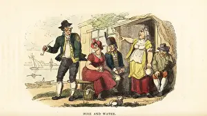 Rudolph Ackermann: A female publican ejecting a drunk from a tavern