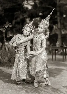 Headpieces: Two Female Traditional Siamese Classical Dancers