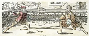 Combats: Fencer with rapier and buckler