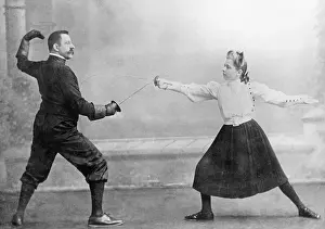 Parry: Fencing master Gazzera with a student, 1909