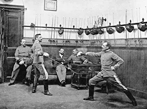 Swordplay: Fencing officers in Spain, 1910
