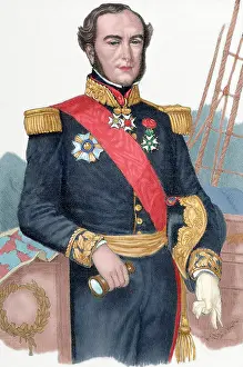Telescope: Ferdinand-Alphonse Hamelin (1796-1864). Engraving. Colored