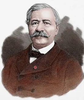 Suez: Ferdinand de Lesseps (1805-1894). Engraving. Colored