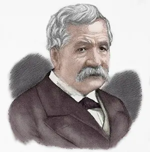 Suez: Ferdinand de Lesseps (1805-1894). Engraving. Colored