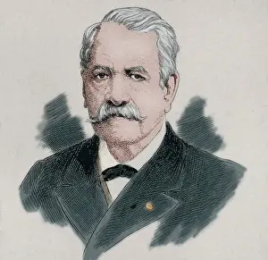 Suez: Ferdinand de Lesseps (1805-1894). Engraving. Colored