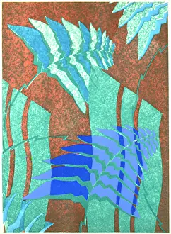 Turquoise: Fern shaped abstract art deco design