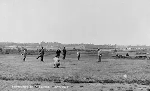Golfers: Ferndown Golf Links 18th hole, with people playing