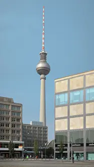 Fernsehturm: Fernsehturm or TV Tower and Alexanderplatz, Berlin, Germany
