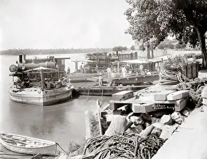 Indus: Ferry on the Indus river, Sukkur, India c.1880's