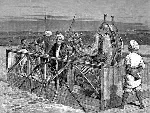 Kantara: Ferry at Kantara, Suez Canal, Egypt 1875