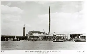 Hungerford: Festival of Britain - View from River with Skylon