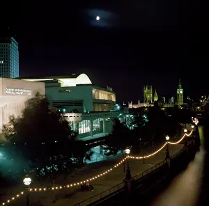 Southbank: The Festival Hall and Westminster at night