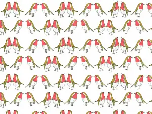 Pairs: Festive robins repeating pattern