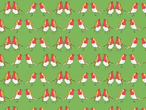 Pairs: Festive robins repeating pattern