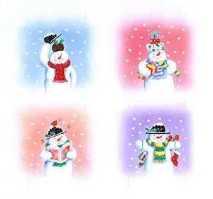 Snowmen: Four Festive Snowmen gift tags