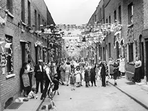 Accession: Festively decorated street for the throne anniversary