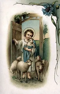 Gloriole: festivity, Easter, Christ Child with lamb and