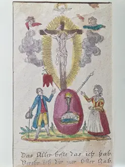 Devotional: festivity, Easter, devotional picture, hand coloured